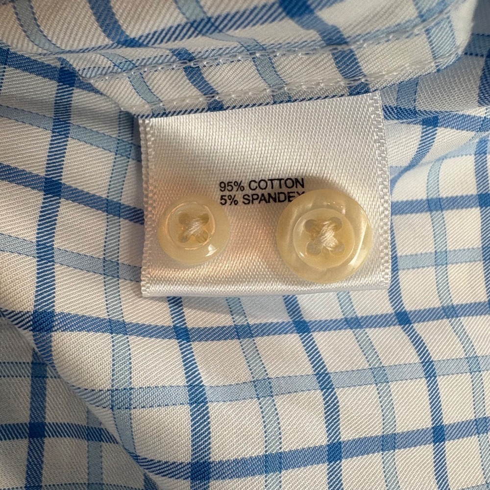 Peter Millar‎ Tettersall Check Long Sleeve Button Down White Blue Preppy Sz L - Picture 8 of 9